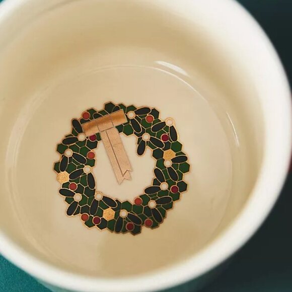 Anthropologie Festive Bistro Tile Stoneware Monogram Mug Letter J Paris Cafe New - Picture 5 of 6